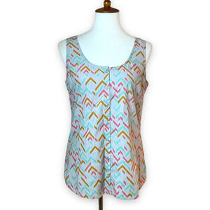 🍀Horny Toad Women's Multicolor Chevron Sleeveless Button Front Blouse Size S